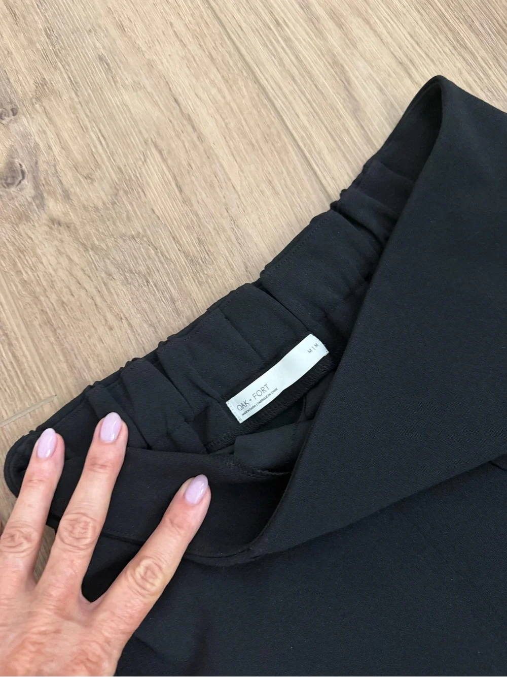 OAK + FORT Black High-Low Asymmetric Midi Skirt
